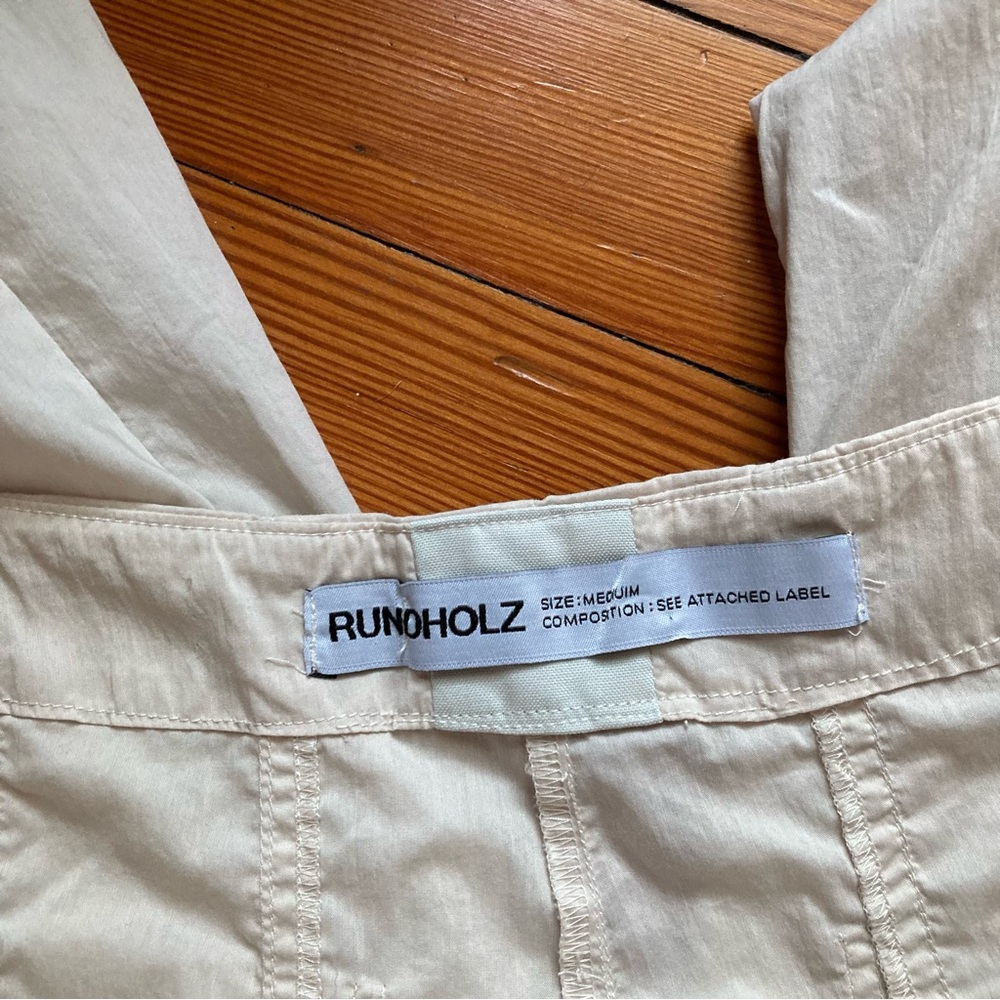 Rundholz ivory white parachute pants button fly pockets avant garde lagenlook M - Picture 9 of 9